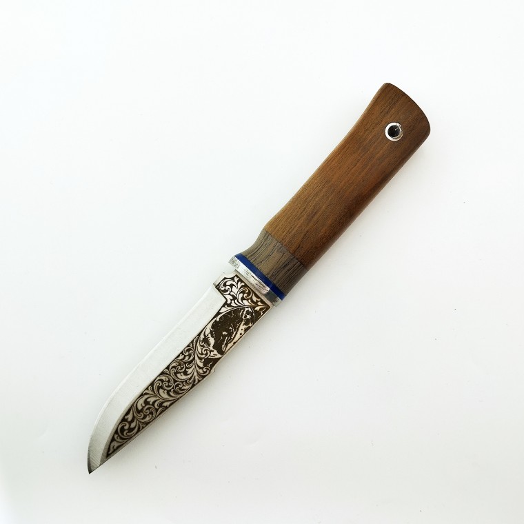 Kurt Gravürlü Ceviz Saplı 4116 Çelik Av Outdoor Bıçağı