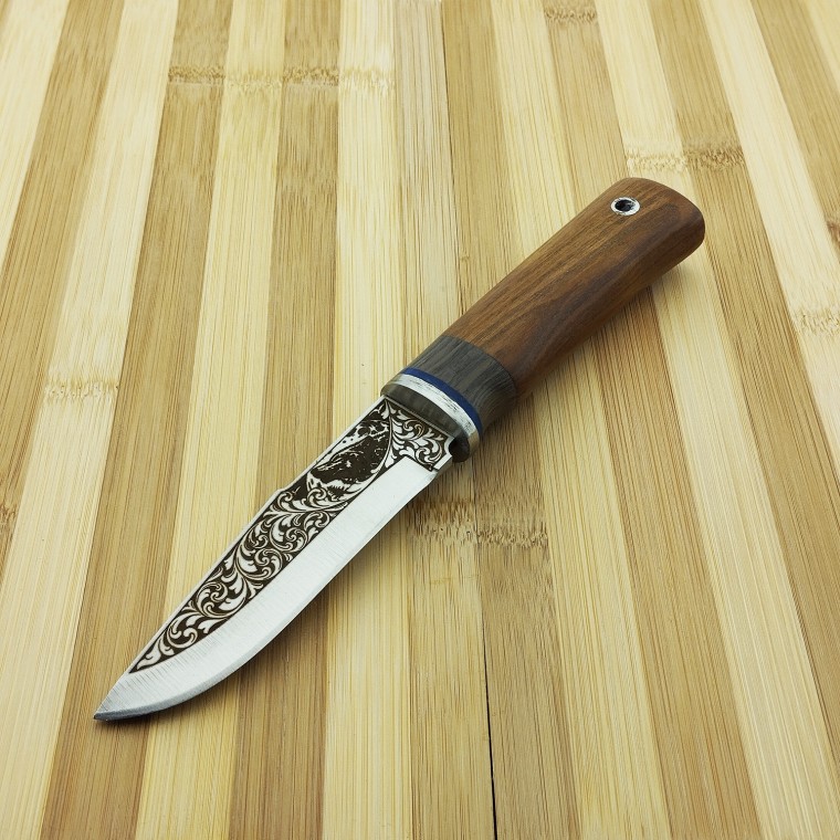 Kurt Gravürlü Ceviz Saplı 4116 Çelik Av Outdoor Bıçağı