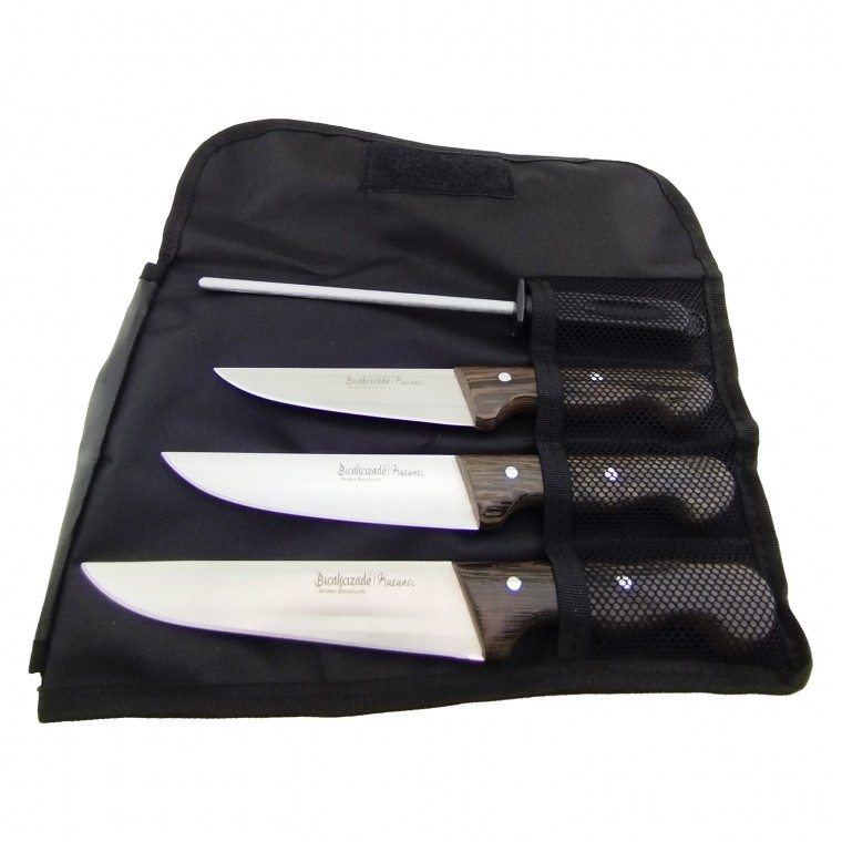Kazancı 3’lü Mutfak Bıçak Seti (Rulo Çantalı + Başlangıç Masatı)