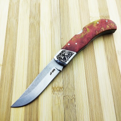 N690 Alev Desenli Epoxy Saplı Sırttan Kilitli Çakı 23 cm